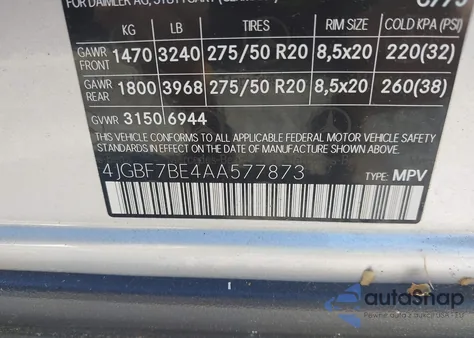 2010 Mercedes-Benz Gl 450 4Matic из США, поврежденный, VIN 4JGBF7BE4AA577873